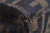Authentic FENDI Vintage Zucca Shoulder Tote Bag Purse Canvas Leather Brown 6577I