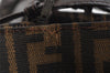 Authentic FENDI Vintage Zucca Shoulder Tote Bag Purse Canvas Leather Brown 6577I