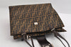 Authentic FENDI Vintage Zucca Shoulder Tote Bag Purse Canvas Leather Brown 6577I