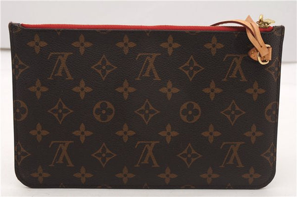 Authentic Louis Vuitton Monogram Neverfull Pouch Purse Clutch Bag Red LV 6580F