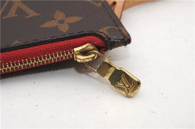 Authentic Louis Vuitton Monogram Neverfull Pouch Purse Clutch Bag Red LV 6580F