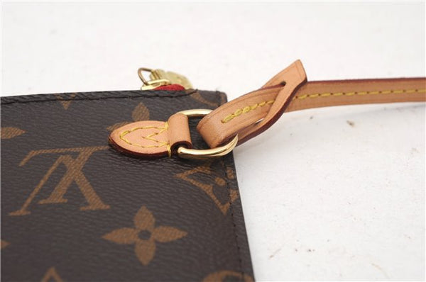 Authentic Louis Vuitton Monogram Neverfull Pouch Purse Clutch Bag Red LV 6580F