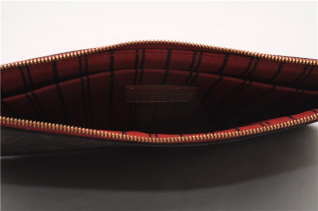 Authentic Louis Vuitton Monogram Neverfull Pouch Purse Clutch Bag Red LV 6580F