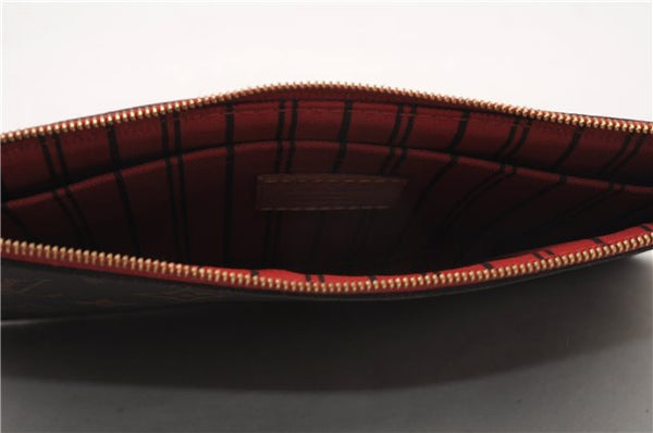 Authentic Louis Vuitton Monogram Neverfull Pouch Purse Clutch Bag Red LV 6580F