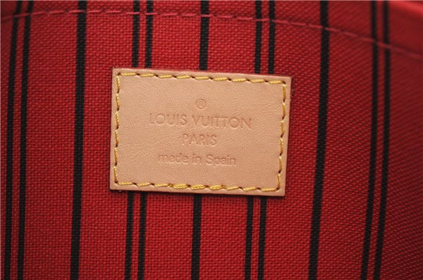 Authentic Louis Vuitton Monogram Neverfull Pouch Purse Clutch Bag Red LV 6580F