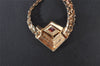 Authentic Christian Dior Gold Tone Rhinestone Chain Pendant Necklace CD 6580I