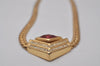 Authentic Christian Dior Gold Tone Rhinestone Chain Pendant Necklace CD 6580I