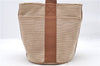 Authentic HERMES Sakuso PM Hand Tote Bag Canvas Leather Beige Brown 6581C