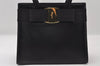 Authentic Salvatore Ferragamo Vara Ribbon Leather 2Way Hand Bag Black SF 6581I