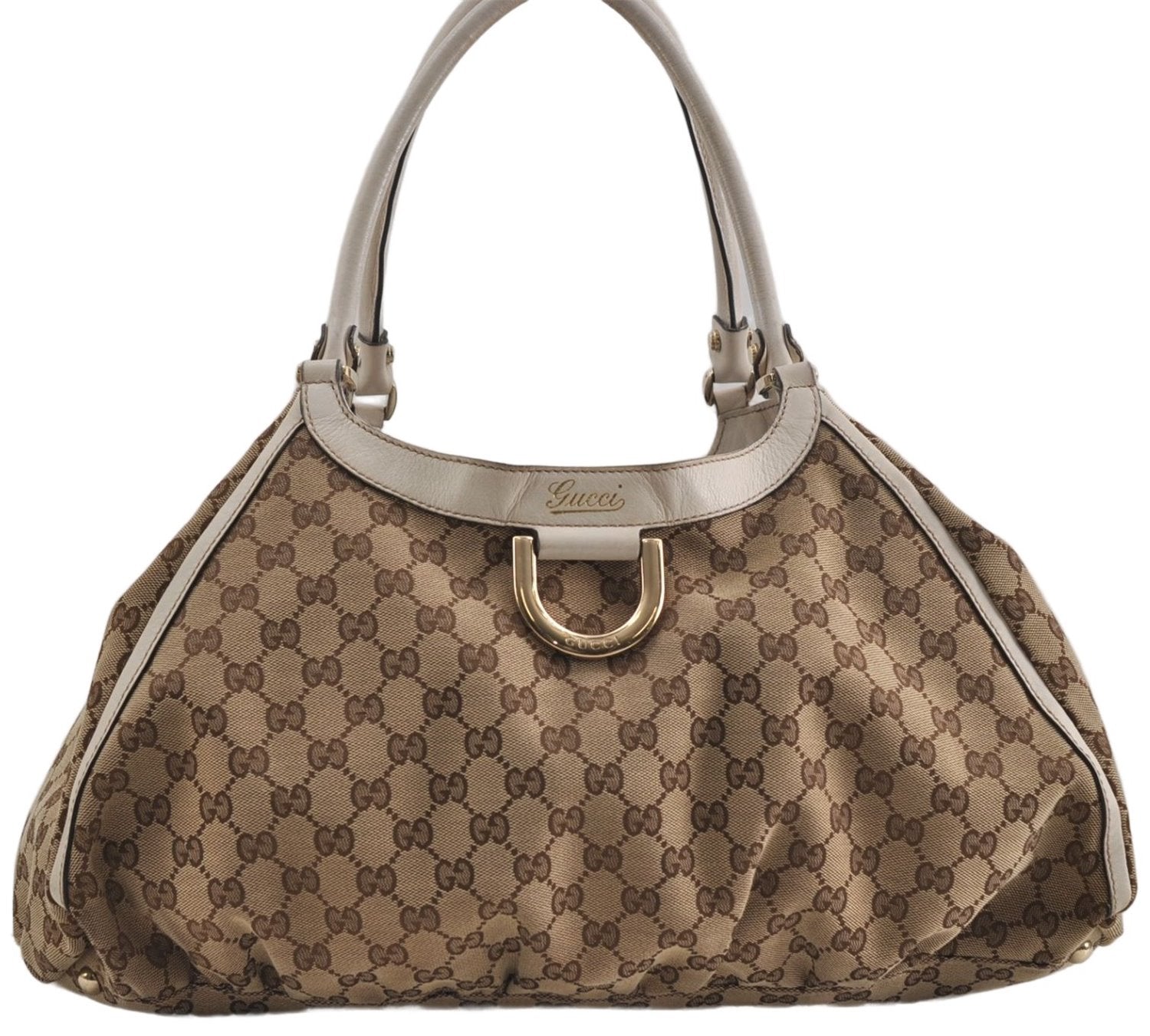 Authentic GUCCI Abbey Shoulder Tote Bag GG Canvas Leather 189835 Brown 6582D