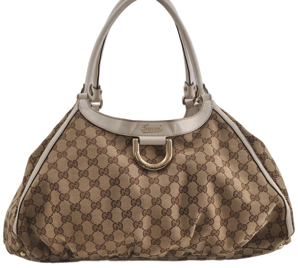 Authentic GUCCI Abbey Shoulder Tote Bag GG Canvas Leather 189835 Brown 6582D