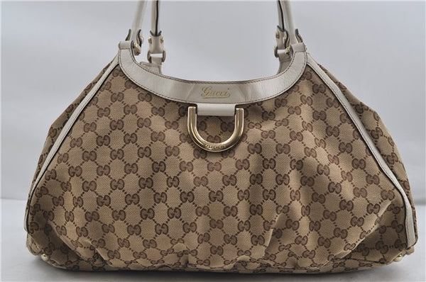 Authentic GUCCI Abbey Shoulder Tote Bag GG Canvas Leather 189835 Brown 6582D