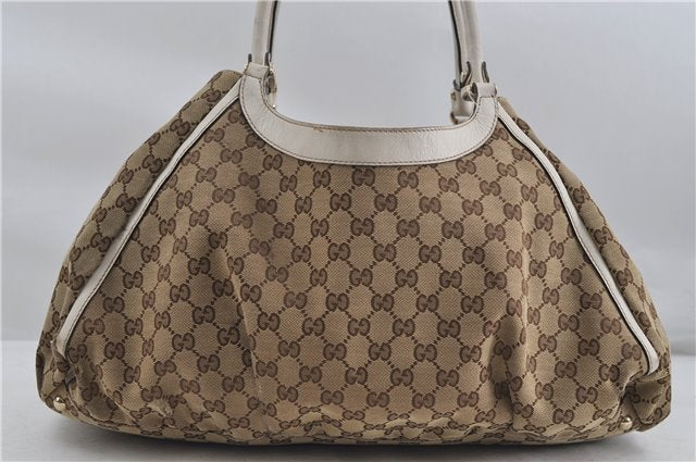 Authentic GUCCI Abbey Shoulder Tote Bag GG Canvas Leather 189835 Brown 6582D