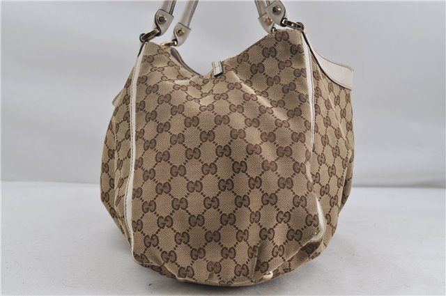 Authentic GUCCI Abbey Shoulder Tote Bag GG Canvas Leather 189835 Brown 6582D