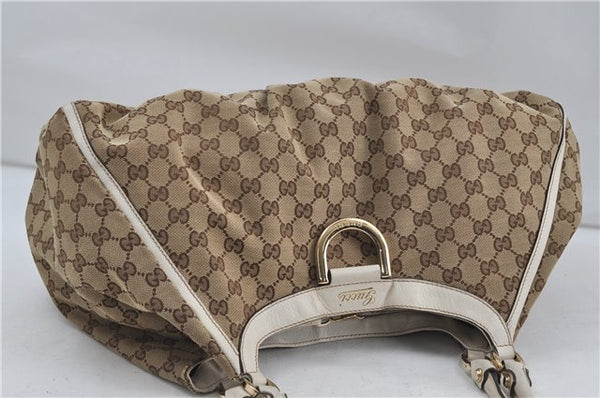 Authentic GUCCI Abbey Shoulder Tote Bag GG Canvas Leather 189835 Brown 6582D