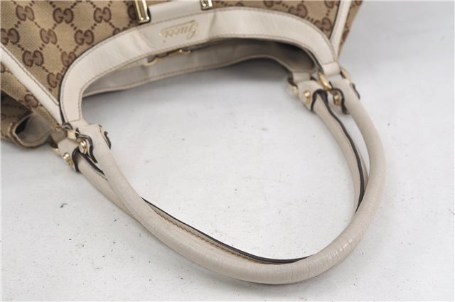 Authentic GUCCI Abbey Shoulder Tote Bag GG Canvas Leather 189835 Brown 6582D