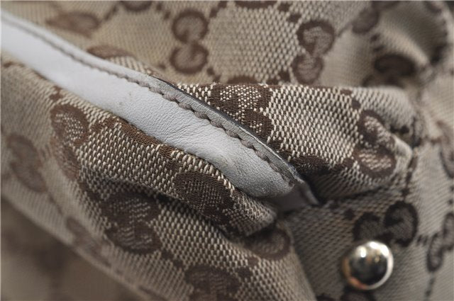 Authentic GUCCI Abbey Shoulder Tote Bag GG Canvas Leather 189835 Brown 6582D