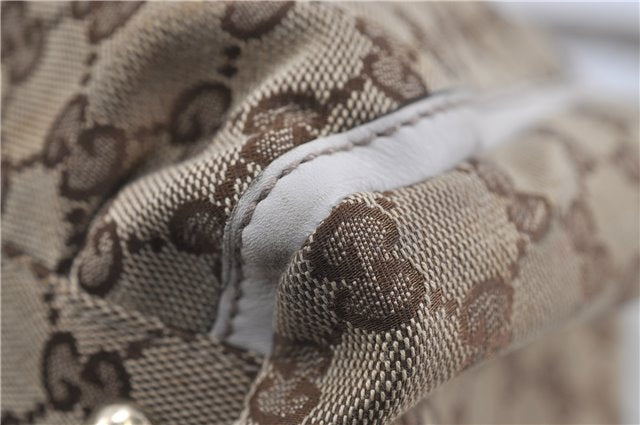 Authentic GUCCI Abbey Shoulder Tote Bag GG Canvas Leather 189835 Brown 6582D