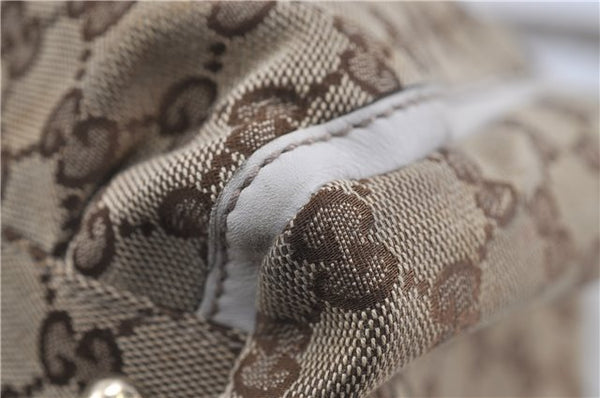 Authentic GUCCI Abbey Shoulder Tote Bag GG Canvas Leather 189835 Brown 6582D