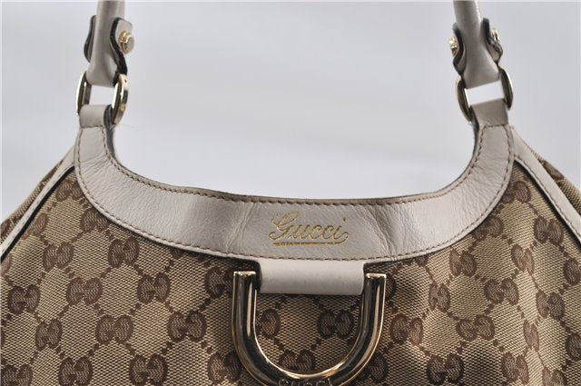 Authentic GUCCI Abbey Shoulder Tote Bag GG Canvas Leather 189835 Brown 6582D