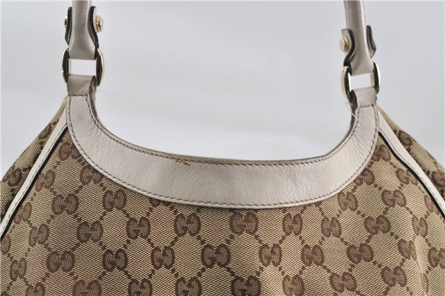 Authentic GUCCI Abbey Shoulder Tote Bag GG Canvas Leather 189835 Brown 6582D