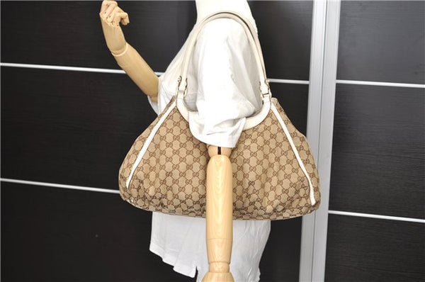 Authentic GUCCI Abbey Shoulder Tote Bag GG Canvas Leather 189835 Brown 6582D