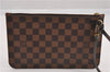 Auth Louis Vuitton Damier Neverfull Pouch Purse Clutch Rose Ballerine Pink 6582F