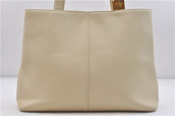 Authentic BURBERRY Vintage Leather Shoulder Hand Bag Purse Ivory 6586C