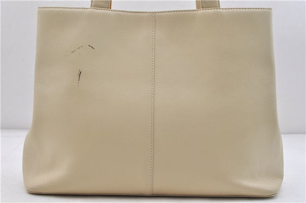 Authentic BURBERRY Vintage Leather Shoulder Hand Bag Purse Ivory 6586C