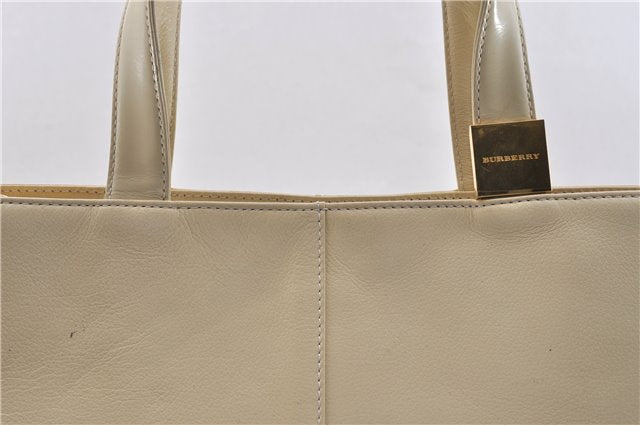 Authentic BURBERRY Vintage Leather Shoulder Hand Bag Purse Ivory 6586C