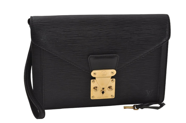 Auth Louis Vuitton Epi Pochette Sellier Dragonne Clutch Bag M52612 Black 6586I