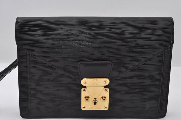Auth Louis Vuitton Epi Pochette Sellier Dragonne Clutch Bag M52612 Black 6586I