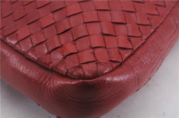 Authentic BOTTEGA VENETA Intrecciato Leather Shoulder Tote Bag Red 6589D