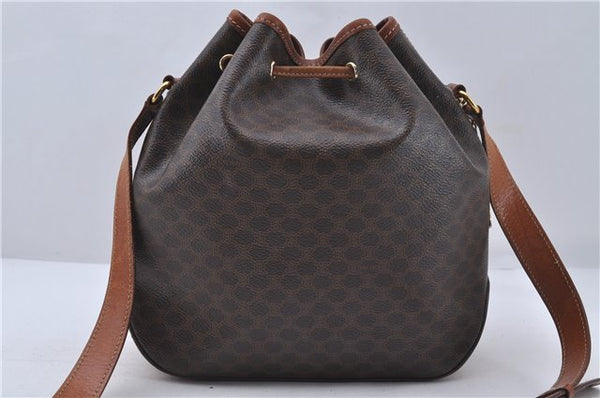 Authentic CELINE Macadam Blason Shoulder Cross Body Bag PVC Leather Brown 6590D