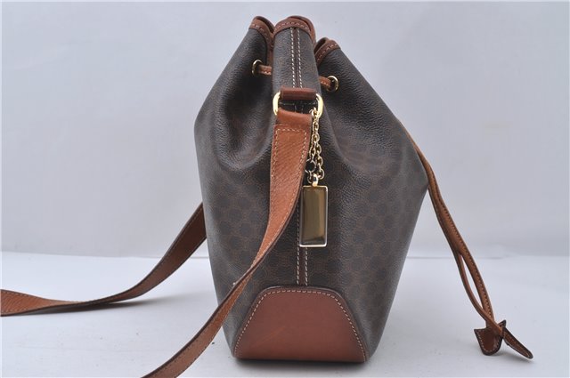 Authentic CELINE Macadam Blason Shoulder Cross Body Bag PVC Leather Brown 6590D