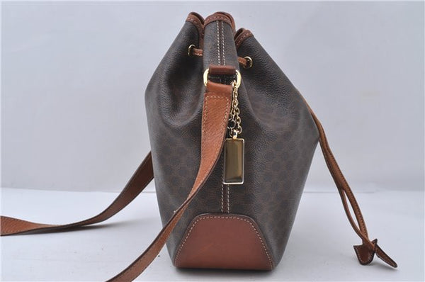 Authentic CELINE Macadam Blason Shoulder Cross Body Bag PVC Leather Brown 6590D