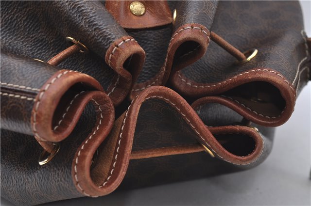 Authentic CELINE Macadam Blason Shoulder Cross Body Bag PVC Leather Brown 6590D