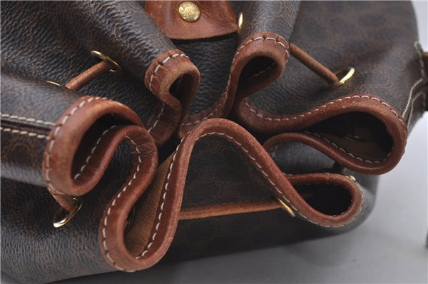 Authentic CELINE Macadam Blason Shoulder Cross Body Bag PVC Leather Brown 6590D