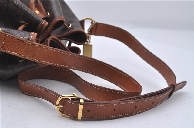 Authentic CELINE Macadam Blason Shoulder Cross Body Bag PVC Leather Brown 6590D