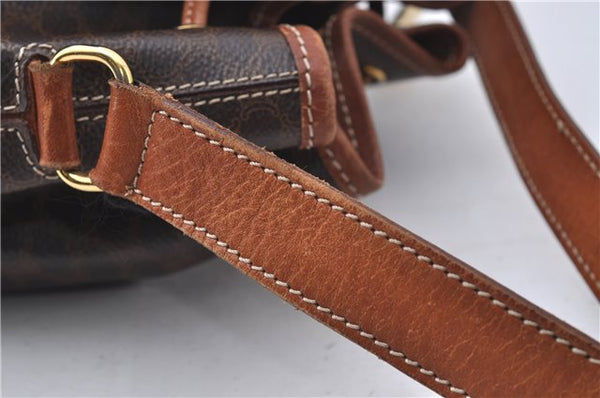 Authentic CELINE Macadam Blason Shoulder Cross Body Bag PVC Leather Brown 6590D