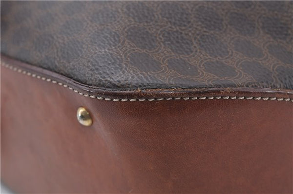 Authentic CELINE Macadam Blason Shoulder Cross Body Bag PVC Leather Brown 6590D