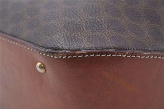 Authentic CELINE Macadam Blason Shoulder Cross Body Bag PVC Leather Brown 6590D