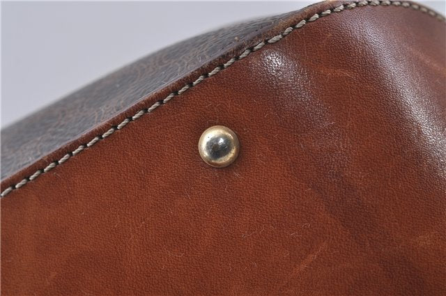 Authentic CELINE Macadam Blason Shoulder Cross Body Bag PVC Leather Brown 6590D