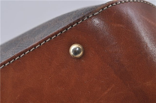 Authentic CELINE Macadam Blason Shoulder Cross Body Bag PVC Leather Brown 6590D