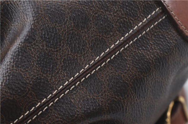 Authentic CELINE Macadam Blason Shoulder Cross Body Bag PVC Leather Brown 6590D