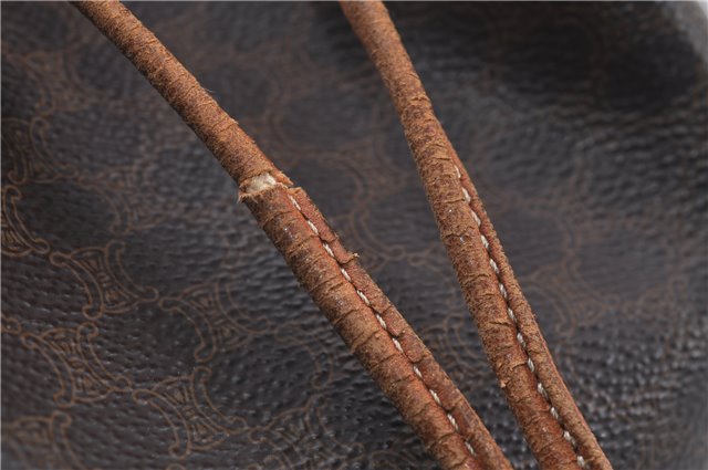 Authentic CELINE Macadam Blason Shoulder Cross Body Bag PVC Leather Brown 6590D