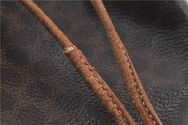 Authentic CELINE Macadam Blason Shoulder Cross Body Bag PVC Leather Brown 6590D