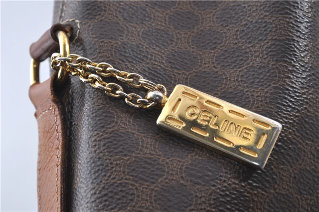Authentic CELINE Macadam Blason Shoulder Cross Body Bag PVC Leather Brown 6590D