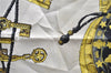 Authentic HERMES Carre 90 Scarf Key Tassel Motif Silk Black 6592C