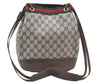 Authentic GUCCI Web Sherry Line Shoulder Cross Bag GG PVC Leather Brown 6593E